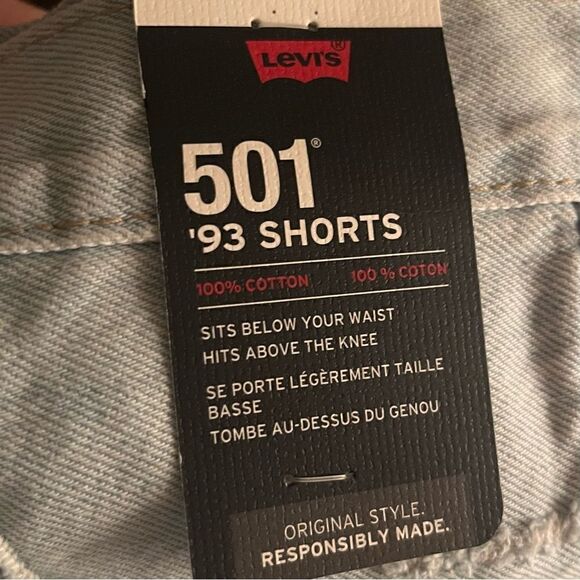 LEVI’S Premium 501® ’93 Shorts Size 28 Light Indigo Stonewashed Blue Cutoffs - Picture 5 of 6